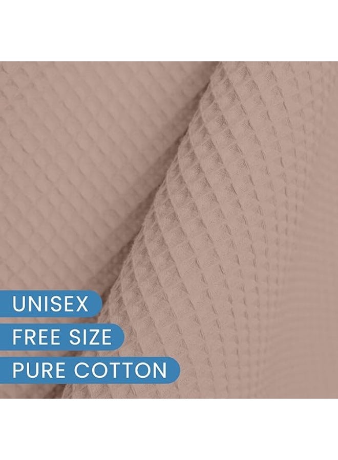 Beauenty Cotton Bathrobe Free Size Spa Robe Lightweight Hotel Bathrobe Quick Dry Unisex Waffle Weave with Belt & Pockets Home, Spa, Sauna, Gift Use - Image 2